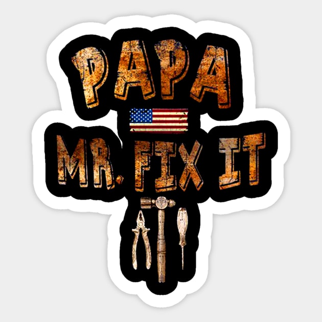 Mens Mr. Fix It Father's Day Funny Dad Papa Sticker by Drich Store